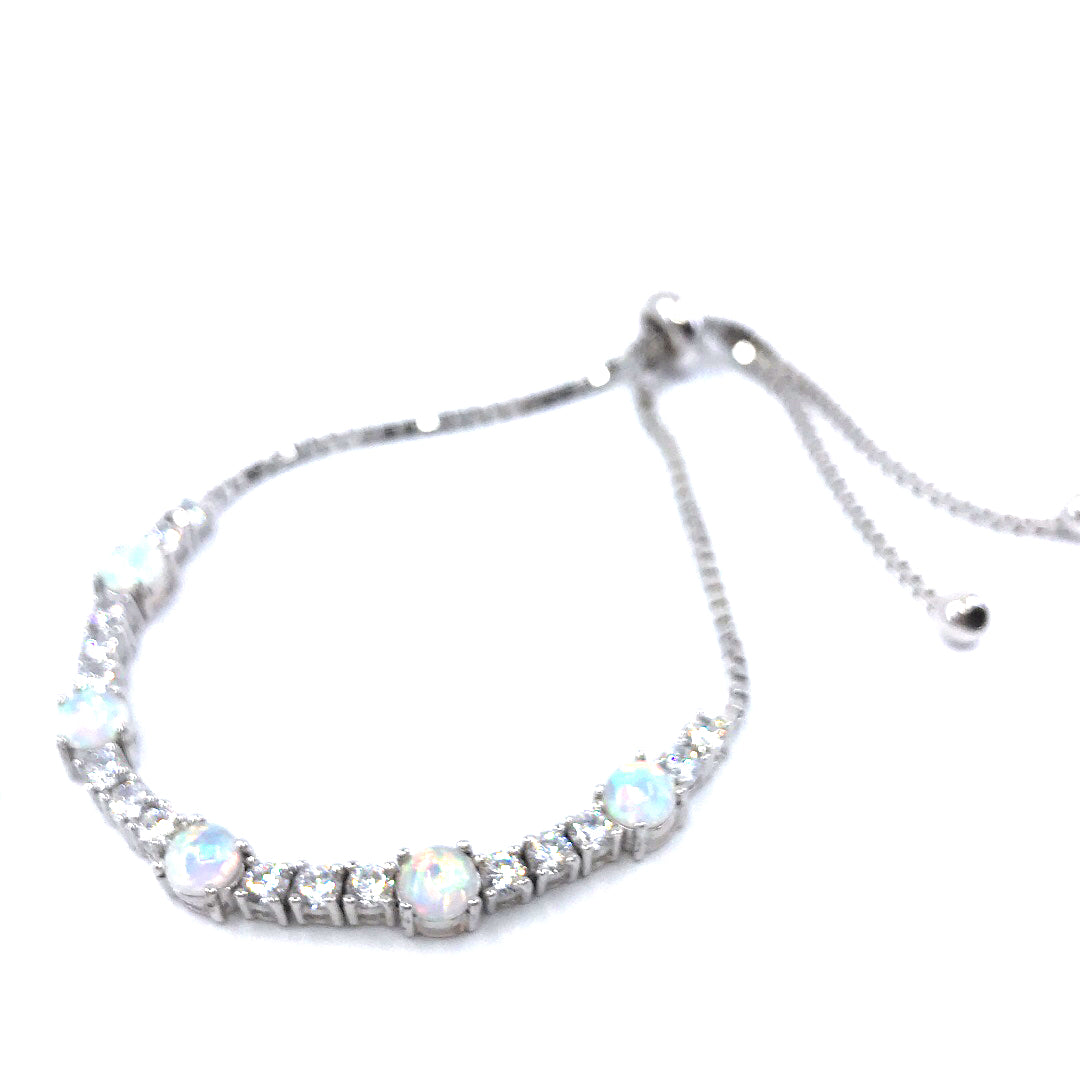 Sterling Silver Opal and CZ Bracelet - HK Jewels