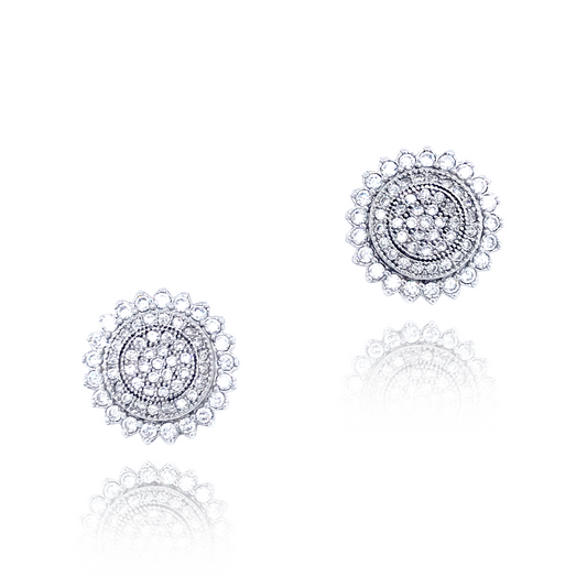 Sterling Silver Flower Stud Earrings - HK Jewels