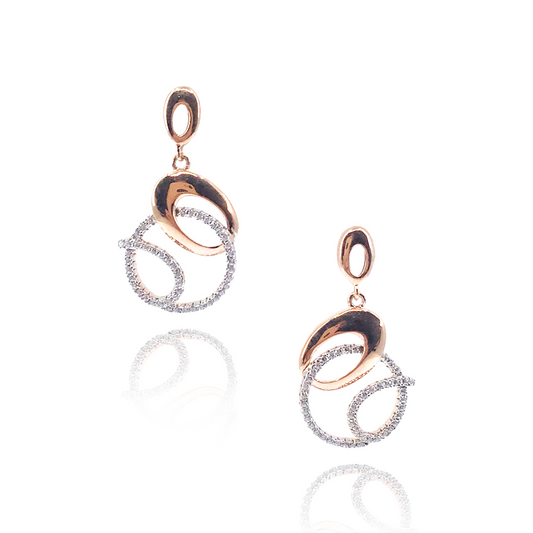 Sterling Silver Rose Gold Plated Earrings - HK Jewels