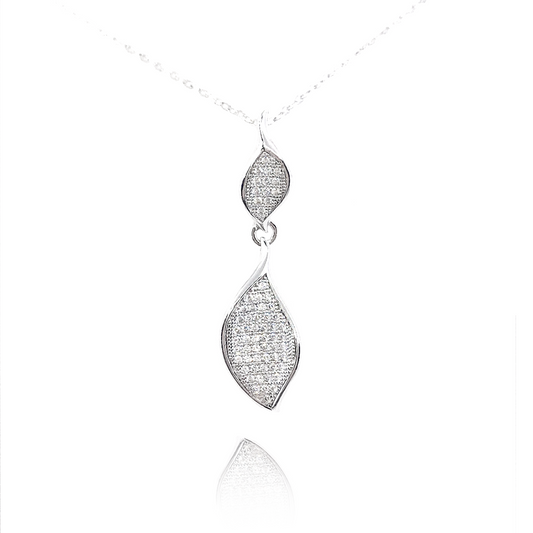 Sterling Silver Micro Pave Marquis Pendant - HK Jewels