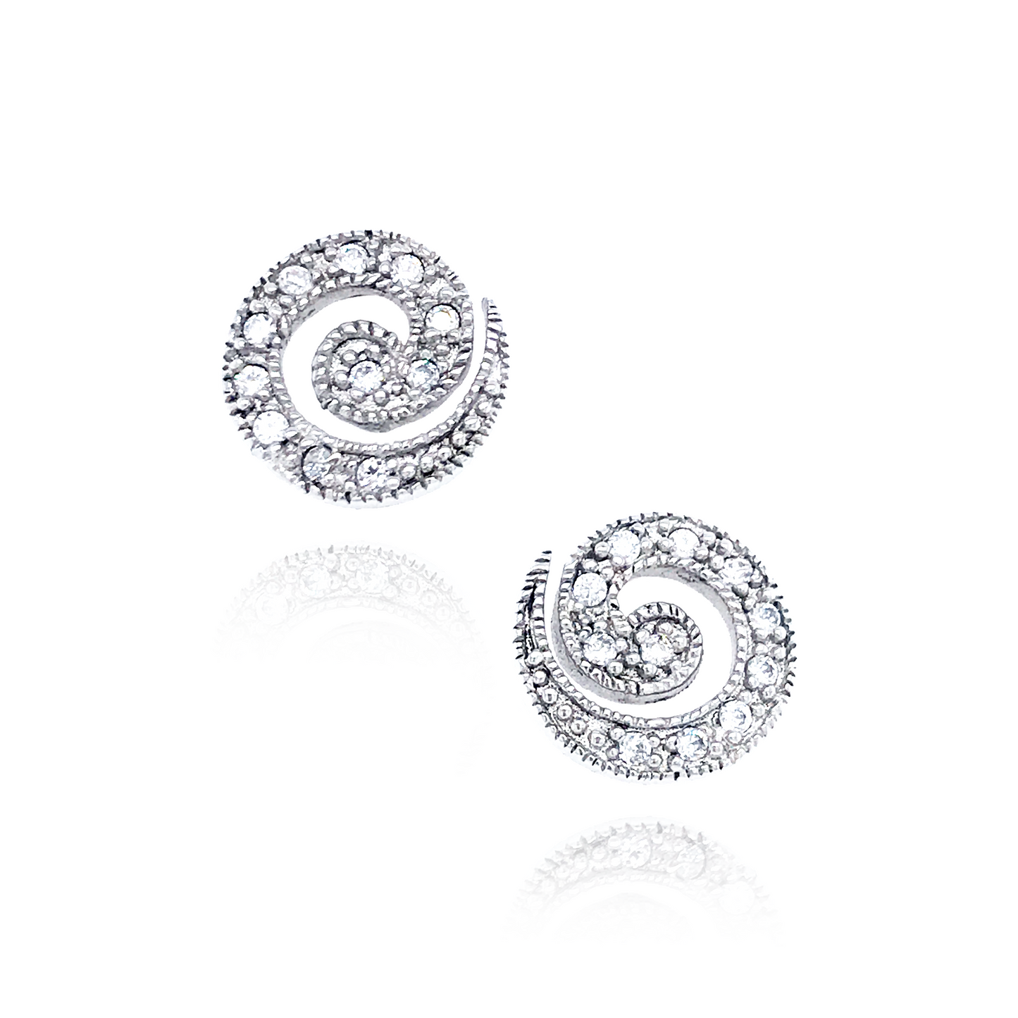 Sterling Silver Swirl Stud Earrings - HK Jewels